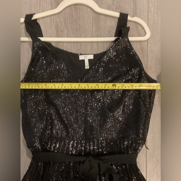 Joie Itara Sequin Black Mini Dress Embellished Wrap Slip Cocktail L - Picture 9 of 9